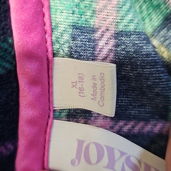 Joyspun XL green and pink plaid button down long sleeve shirt - Picture 6 of 7